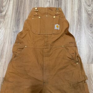 Carhartt Brown Duck Canvas Bib Overalls Workwear Heavy Duty
